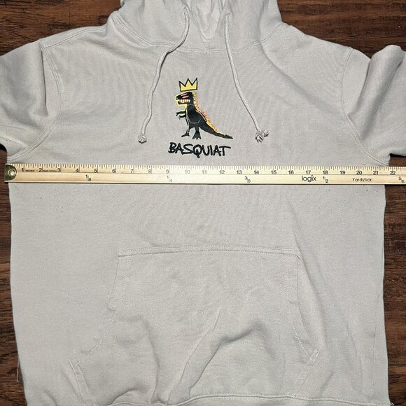 Jean-Michel Basquiat Long Sleeve Hoodie Dinosaur T-Rex Men’s Size Medium - Picture 6 of 8